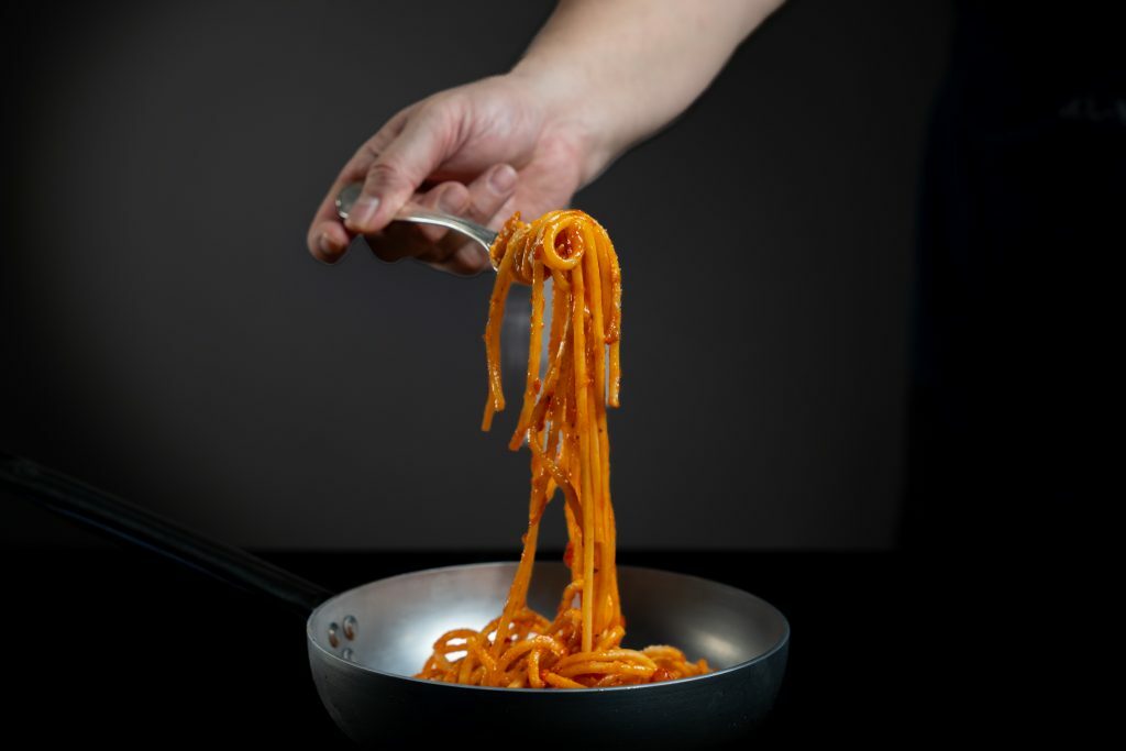 amatriciana, pasta, pecorino, guanciale